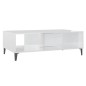 vidaXL Mesa de centro madera contrachapada blanco brillo 103,5x60x35cm