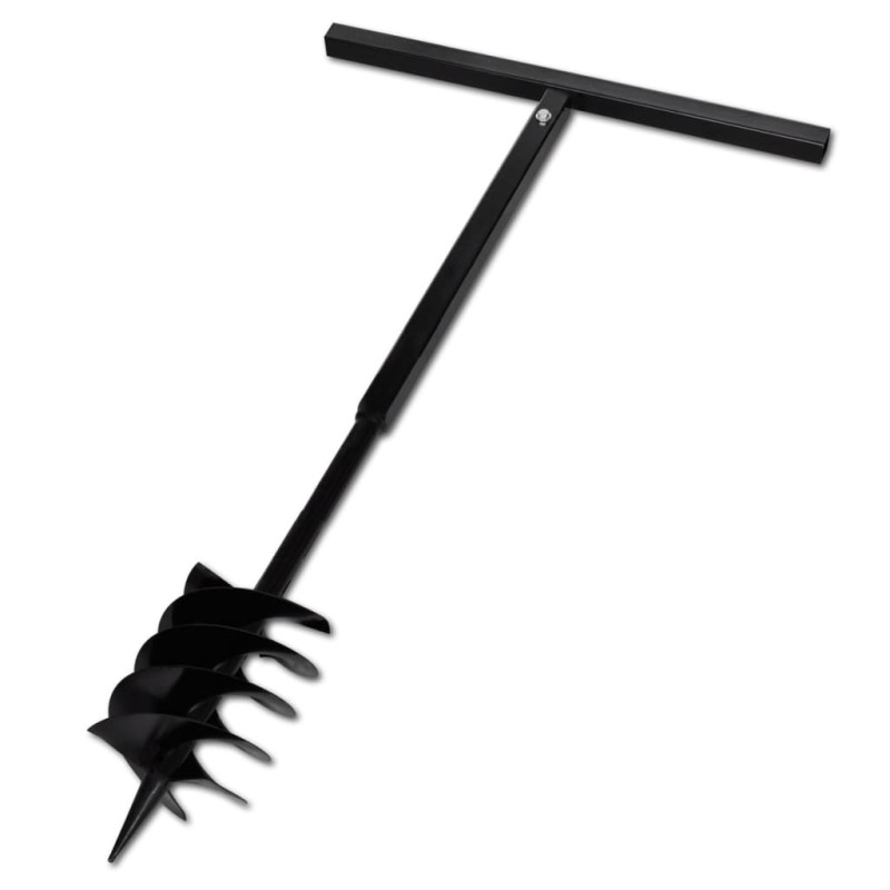vidaXL Taladro de tierra con mango triple espiral acero negro 180 mm vidaXL Taladro de tierra con mango triple espiral acero negro 180 mm