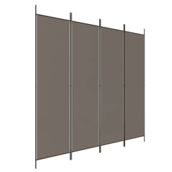 vidaXL Biombo divisor de 4 paneles de tela gris antracita 698x180 cm