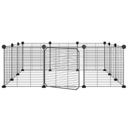 vidaXL Jaula para mascotas de 12 paneles puerta acero negro 35x35cm