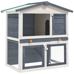 vidaXL Jaula conejera con 3 puertas madera gris