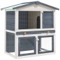 vidaXL Jaula conejera con 3 puertas madera gris vidaXL Jaula conejera con 3 puertas madera gris
