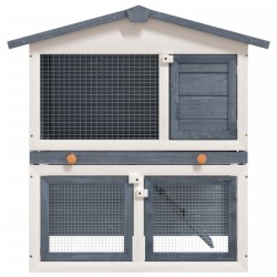vidaXL Jaula conejera con 3 puertas madera gris