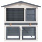 vidaXL Jaula conejera con 3 puertas madera gris vidaXL Jaula conejera con 3 puertas madera gris