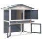 vidaXL Jaula conejera con 3 puertas madera gris vidaXL Jaula conejera con 3 puertas madera gris