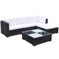 vidaXL Set de muebles de jardín 5 pzas y cojines ratán sintético negro vidaXL Set de muebles de jardín 5 pzas y cojines ratán sintético negro