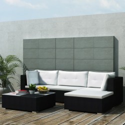 vidaXL Set de muebles de jardín 5 pzas y cojines ratán sintético negro