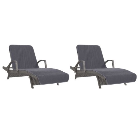 vidaXL Toallas de playa 2 uds tela gris antracita 400 g/m² 75x200 cm