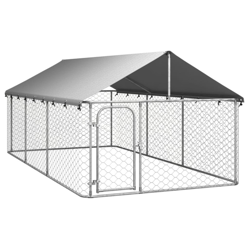vidaXL Perrera de exterior con tejado 400x200x150 cm