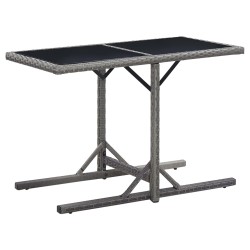 vidaXL Mesa de jardín vidrio y ratán sintético antracita 110x53x72 cm