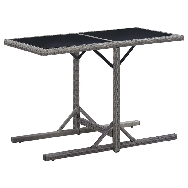 vidaXL Mesa de jardín vidrio y ratán sintético antracita 110x53x72 cm vidaXL Mesa de jardín vidrio y ratán sintético antracita 110x53x72 cm