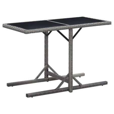 vidaXL Mesa de jardín vidrio y ratán sintético antracita 110x53x72 cm