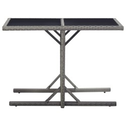 vidaXL Mesa de jardín vidrio y ratán sintético antracita 110x53x72 cm