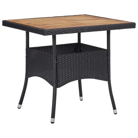 vidaXL Mesa comedor para jardín ratán sintético madera de acacia negro