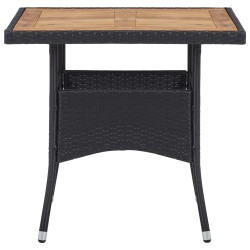 vidaXL Mesa comedor para jardín ratán sintético madera de acacia negro