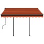 vidaXL Toldo manual retráctil con postes naranja y marrón 3x2,5 m