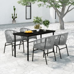 vidaXL Juego de comedor para jardín 5 piezas ratán sintético gris