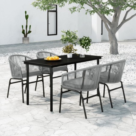 vidaXL Juego de comedor para jardín 5 piezas ratán sintético gris