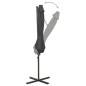 vidaXL Sombrilla voladiza con poste y luces LED gris antracita 300 cm