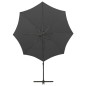 vidaXL Sombrilla voladiza con poste y luces LED gris antracita 300 cm