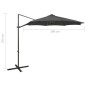 vidaXL Sombrilla voladiza con poste y luces LED gris antracita 300 cm