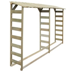 vidaXL Caseta para leña doble 300x44x176 cm madera de pino impregnada