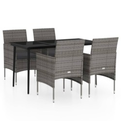 vidaXL Juego de comedor para jardín 5 piezas con cojines gris y negro