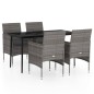 vidaXL Juego de comedor para jardín 5 piezas con cojines gris y negro vidaXL Juego de comedor para jardín 5 piezas con cojines gris y negro