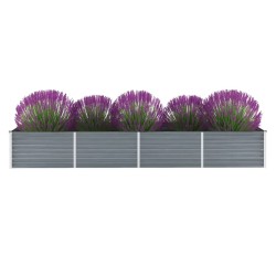 vidaXL Arriate de jardín de acero galvanizado gris 320x80x45 cm