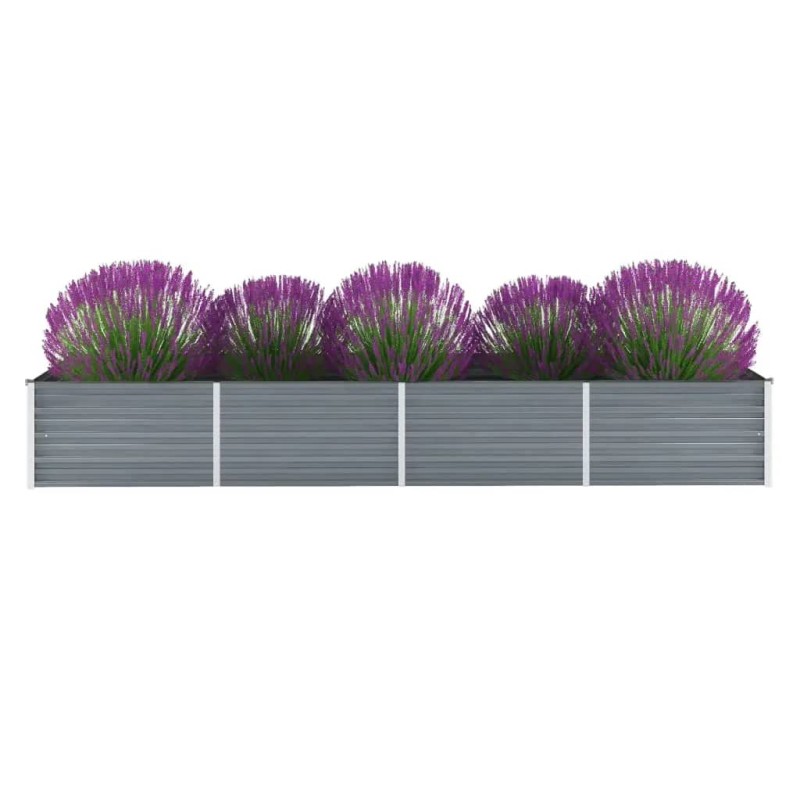 vidaXL Arriate de jardín de acero galvanizado gris 320x80x45 cm vidaXL Arriate de jardín de acero galvanizado gris 320x80x45 cm