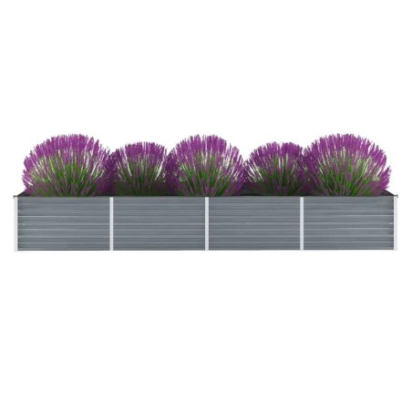 vidaXL Arriate de jardín de acero galvanizado gris 320x80x45 cm