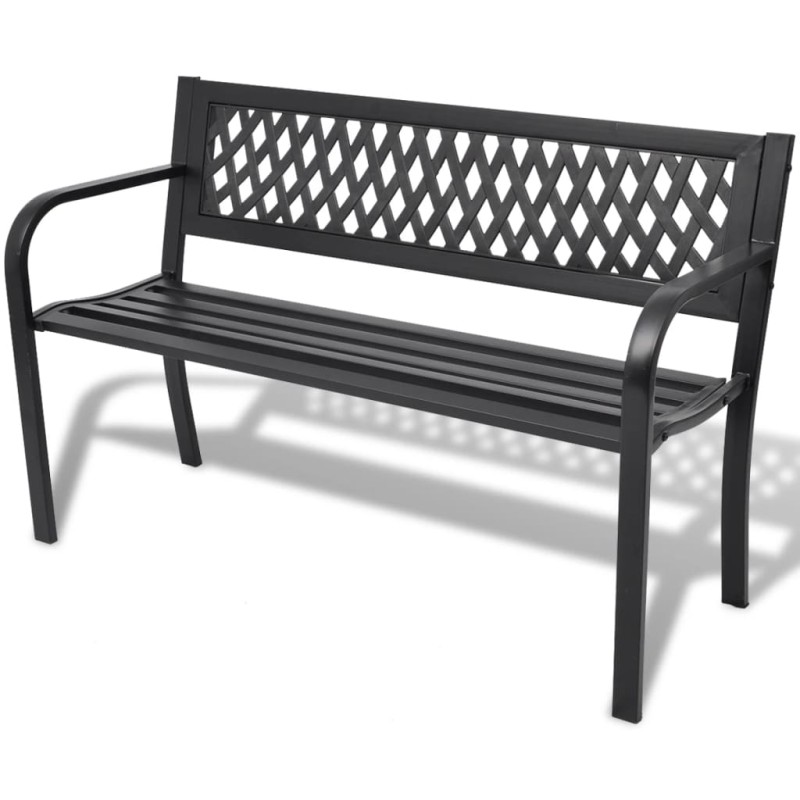 vidaXL Banco de jardín 118 cm acero negro vidaXL Banco de jardín 118 cm acero negro