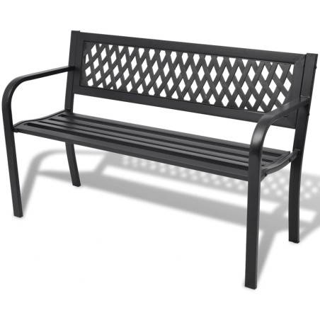 vidaXL Banco de jardín 118 cm acero negro