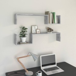 vidaXL Estantes de pared 2 uds madera de ingeniería gris 100x15x20 cm