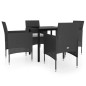 vidaXL Juego de comedor de jardín 5 piezas con cojines negro vidaXL Juego de comedor de jardín 5 piezas con cojines negro