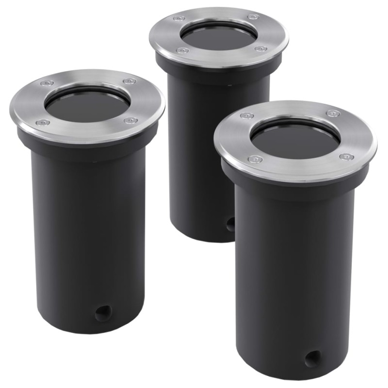 vidaXL Focos LED empotrables de suelo de jardín redondos 3 uds vidaXL Focos LED empotrables de suelo de jardín redondos 3 uds