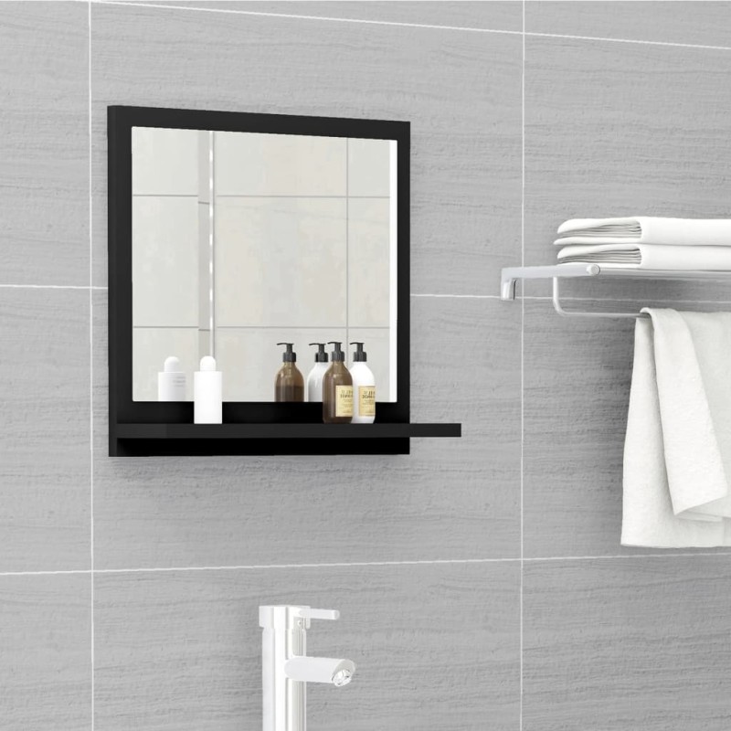 vidaXL Espejo de baño madera contrachapada negro 40x10,5x37 cm vidaXL Espejo de baño madera contrachapada negro 40x10,5x37 cm
