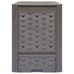 vidaXL Compostador de jardín marrón plástico ratán 60x60x83 cm 300 L