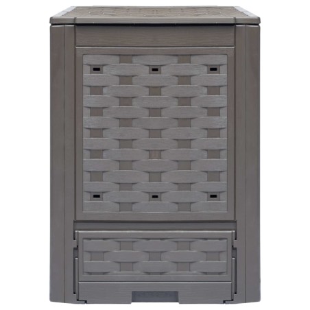 vidaXL Compostador de jardín marrón plástico ratán 60x60x83 cm 300 L