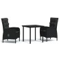 vidaXL Juego de comedor de jardín 3 piezas con cojines negro vidaXL Juego de comedor de jardín 3 piezas con cojines negro