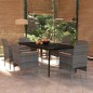 vidaXL Juego de comedor de jardín 7 piezas con cojines gris y negro