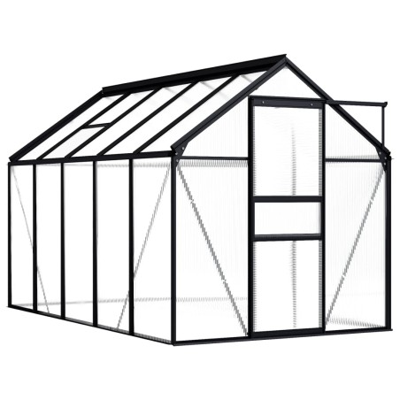 vidaXL Invernadero de aluminio gris antracita 5,89 m²