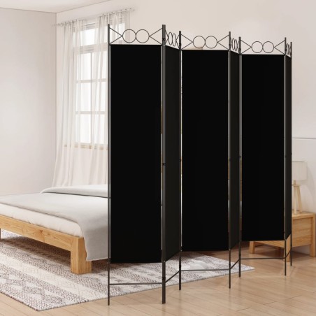 vidaXL Biombo divisor de 6 paneles de tela negro 240x200 cm