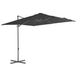 vidaXL Sombrilla voladiza con poste de acero gris antracita 250x250 cm