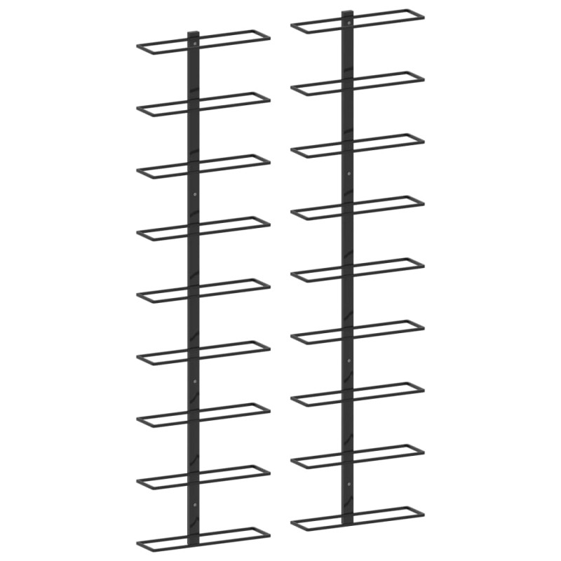vidaXL Botelleros de pared para 18 botellas 2 unidades hierro negro vidaXL Botelleros de pared para 18 botellas 2 unidades hierro negro