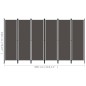 vidaXL Biombo divisor de 6 paneles gris antracita 300x180 cm vidaXL Biombo divisor de 6 paneles gris antracita 300x180 cm