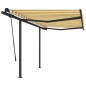 vidaXL Toldo manual retráctil con postes amarillo y blanco 3x2,5 m