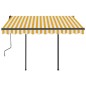 vidaXL Toldo manual retráctil con postes amarillo y blanco 3x2,5 m