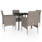 vidaXL Juego de comedor de jardín 5 piezas con cojines beige y negro vidaXL Juego de comedor de jardín 5 piezas con cojines beige y negro