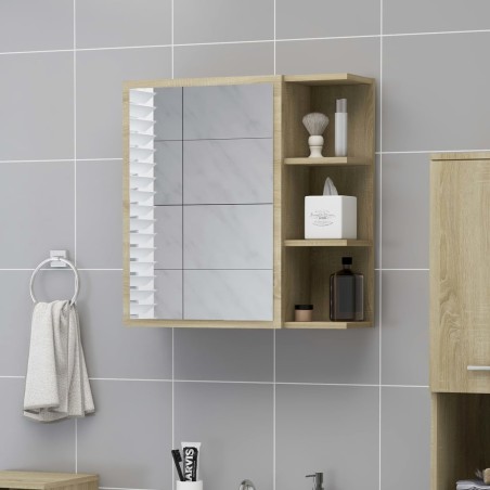 vidaXL Armario espejo baño contrachapada color roble 62,5x20,5x64 cm
